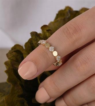 Taşlı Daire Dizilim Yüzük