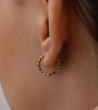 Taşlı Dörtgen Halka Küpe