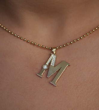 Taşlı Harf Kolye Ucu