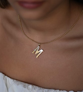 Taşlı Harf Kolye Ucu