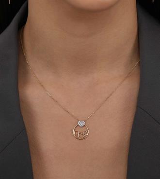 Taşlı Kalp Daire Kolye