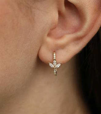 Taşlı Lotus Dikdörtgen Küpe