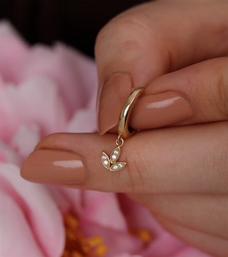 Taşlı Lotus Sallantılı Küpe