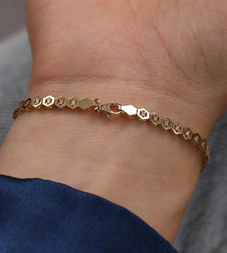 Taşlı Petek Dizilim Bileklik