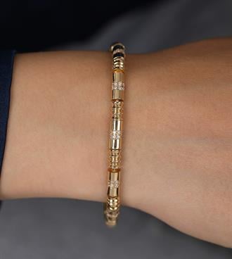 Taşlı Silindir Tasarım Bileklik