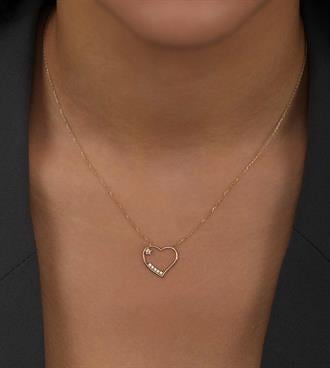 Taşlı Tel Kalp Kolye