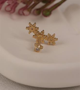 Taşlı Üç Çiçek Piercing (Tragus)