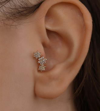 Taşlı Üç Çiçek Piercing (Tragus)