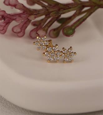 Taşlı Üç Çiçek Piercing (Tragus)