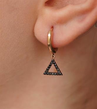 Taşlı Üçgen Halka Küpe