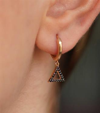 Taşlı Üçgen Halka Küpe