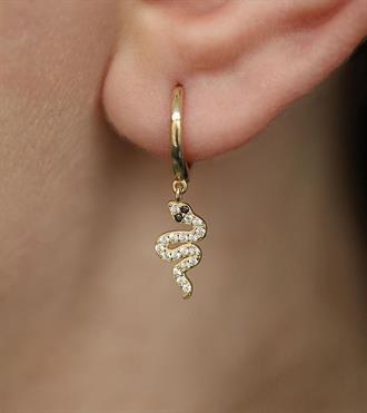 Taşlı Yılan Halka Küpe