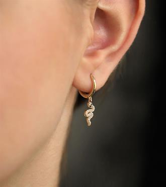 Taşlı Yılan Halka Küpe