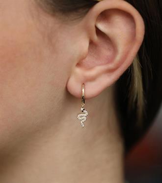 Taşlı Yılan Halka Küpe