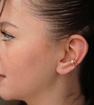 Tek İncili Cuff Küpe