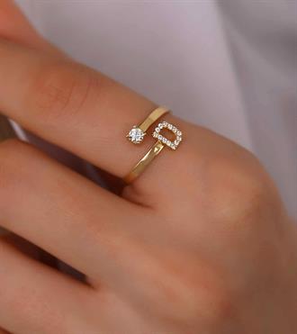 Tektaşlı Harf Yüzük