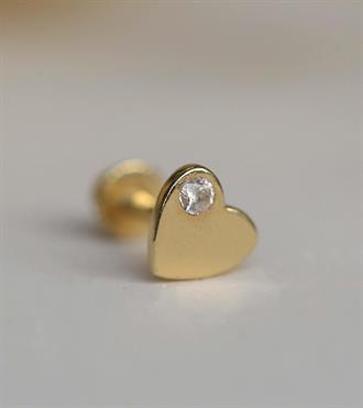 Tektaşlı Kalp Piercing (Tragus)