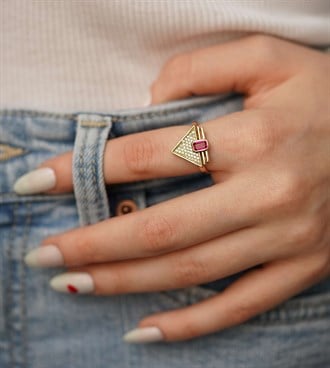 Trigon Yüzük-Bordo