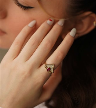 Trigon Yüzük-Bordo