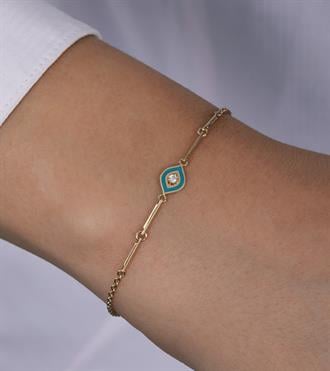 Turkuaz Göz Çubuklu Bileklik