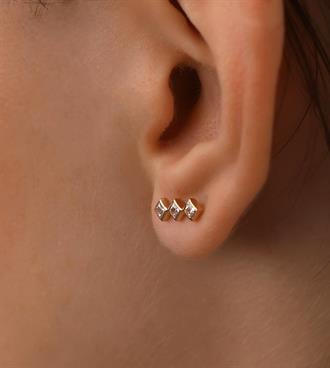 Üç Taş Dörtgen Küpe