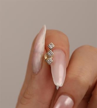 Üç Taş Dörtgen Küpe