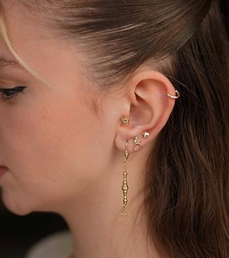 Üç Taşlı Hilal Küpe