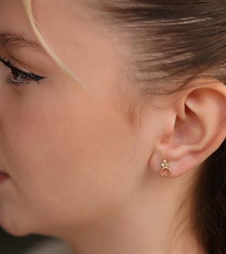 Üç Taşlı Hilal Küpe