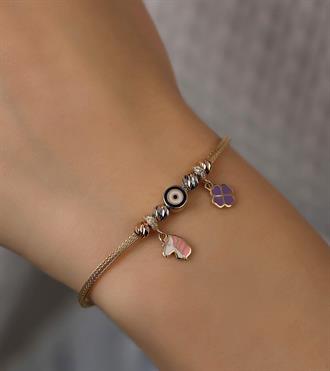 Unicorn ve Yonca Charmlı Çocuk Bileklik