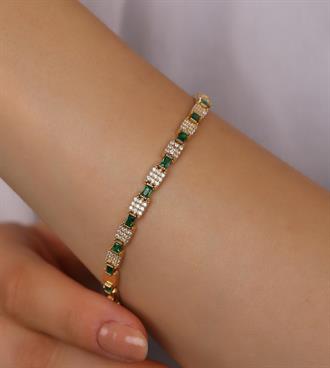 Yeşil Beyaz Taşlı Sıra Bileklik