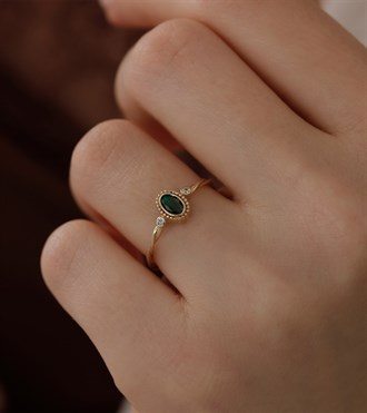 Yeşil Taşlı Vintage Yüzük