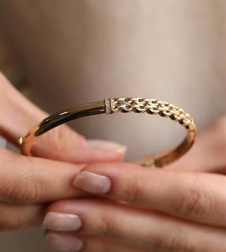 Zincir Detaylı Bombeli Bilezik