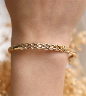 Zincir Detaylı Bombeli Bilezik