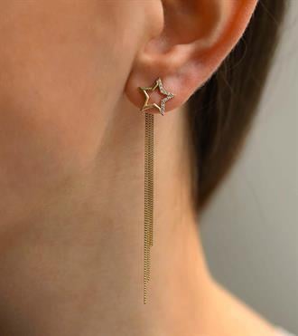 Zincirli Yıldız Küpe