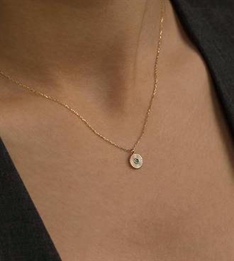 Yeşil Taşlı Sunrise Kolye