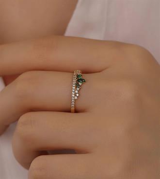 Yeşil Taşlı Taç Yüzük