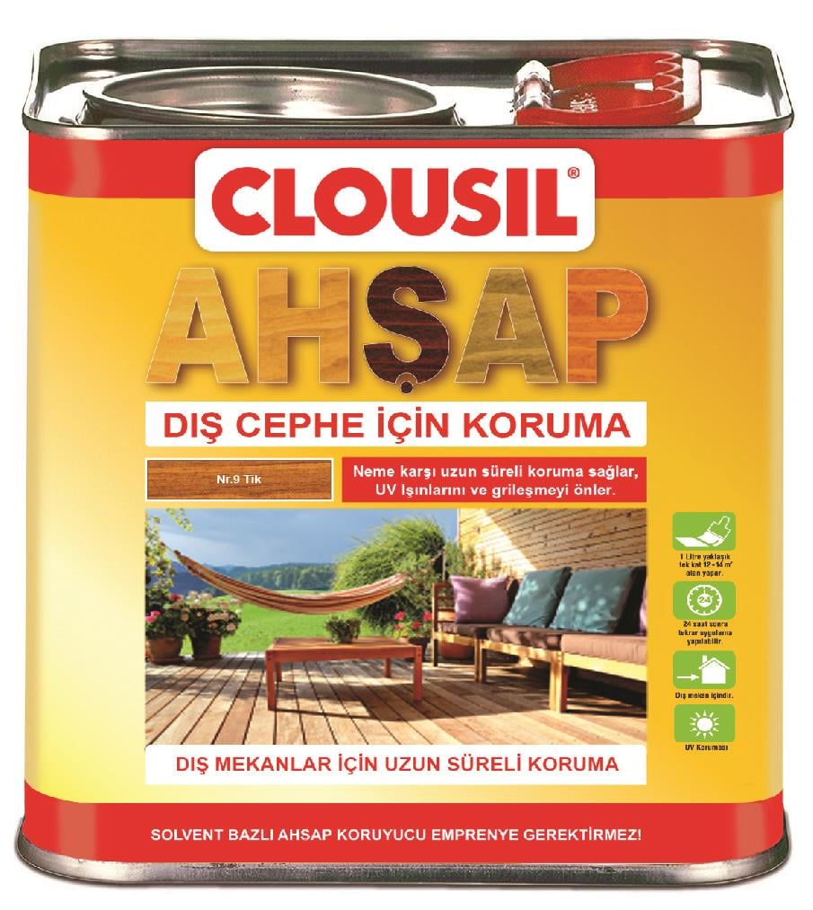 Solvent Bazlı Ahşap Koruyucular 2,5LtCLOU Nr:09 Teak Slv Bazlı Ahşap Koruyucu 2,5LT