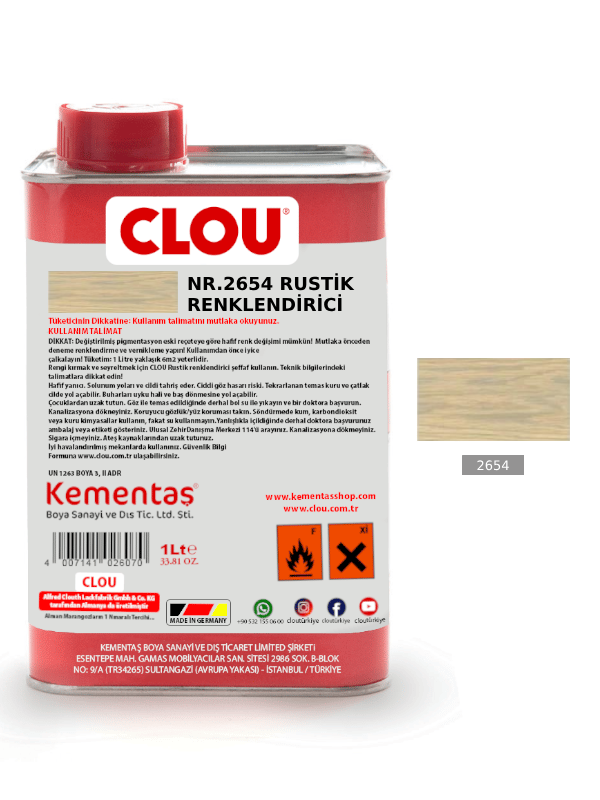 Solvent Bazlı Renklendiriciler 1Lt02654 Gri Akçağaç Rustic Efekt Renklendirici 1Lt