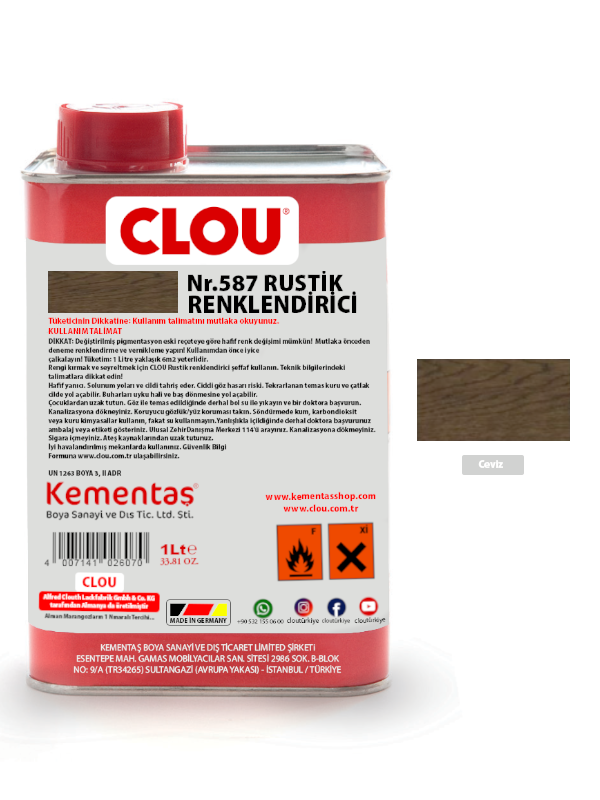 Solvent Bazlı Renklendiriciler 1Lt587 Ceviz Rustic Efekt Renklendirici 1Litre