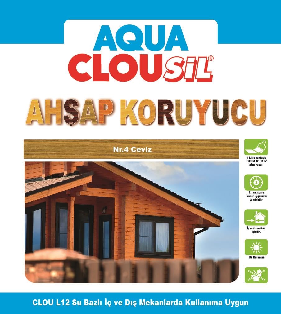 Su Bazlı Ahşap Koruyucular2,5Lt L12 CLOU Nr:04 Ceviz Su Bazlı Ahşap Koruyucu 2,5Lt