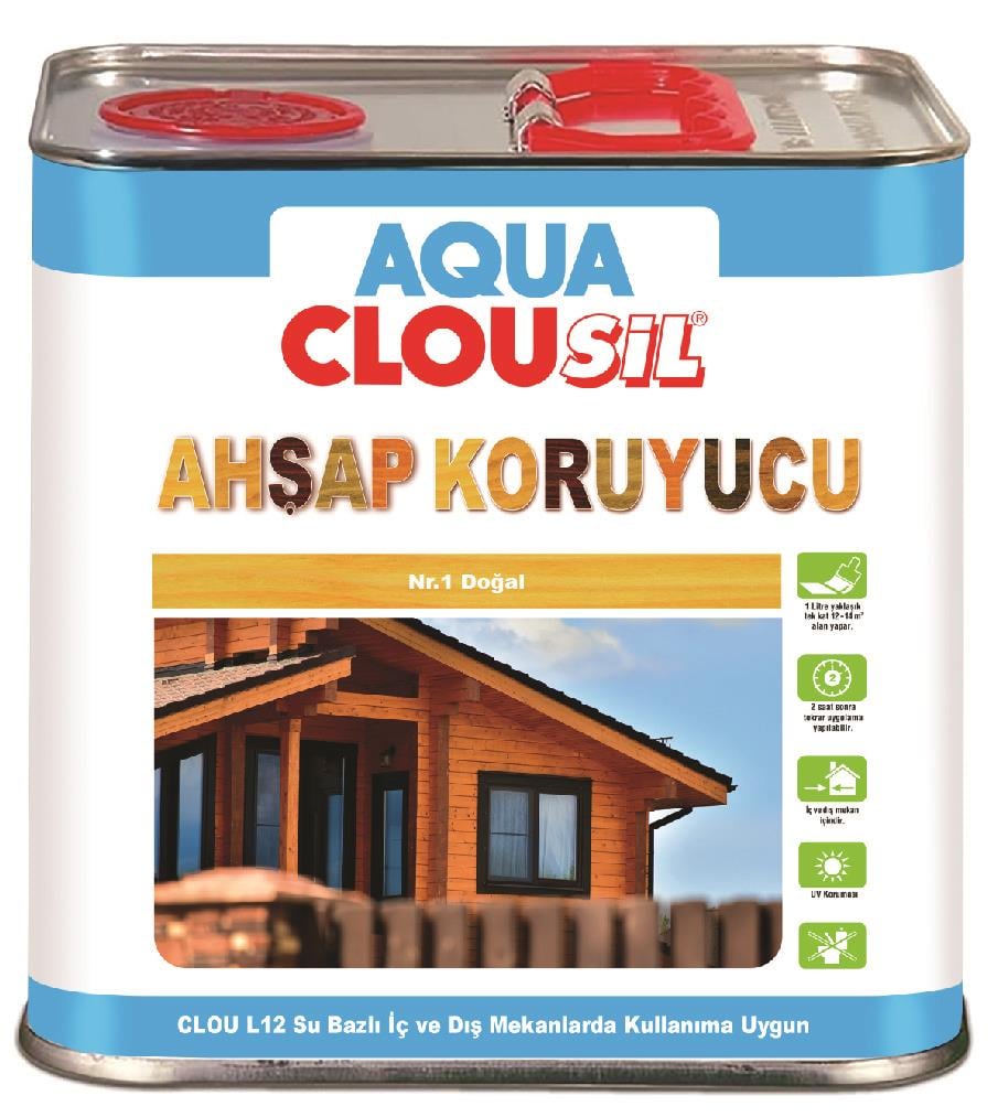 Su Bazlı Ahşap Koruyucular2,5Lt L12 CLOU Nr:01 Doğal Su Bazlı Ahşap Koruyucu 2,5Lt