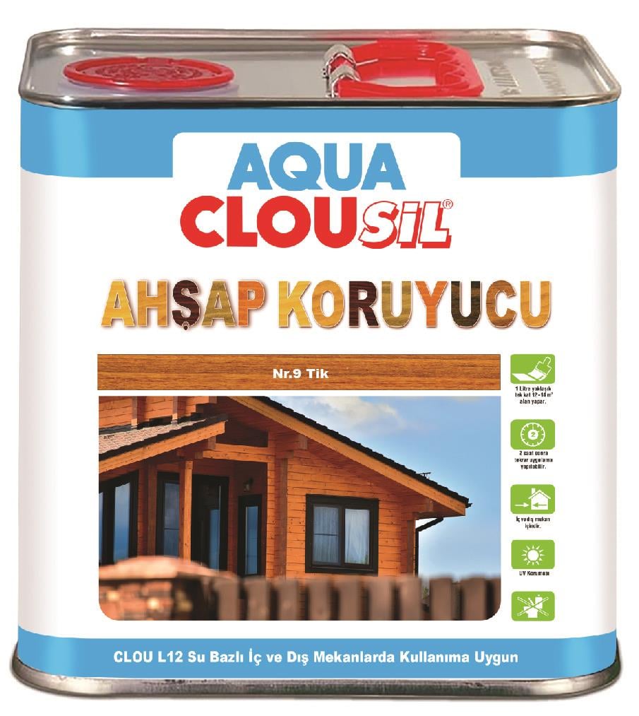 Su Bazlı Ahşap Koruyucular2,5Lt L12 CLOU Nr:09 Teak Su Bazlı Ahşap Koruyucu 2,5Lt