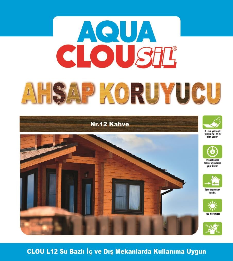 Su Bazlı Ahşap Koruyucular2,5Lt L12 CLOU Nr:12 Kahve Su Bazlı Ahşap Koruyucu 2,5Lt