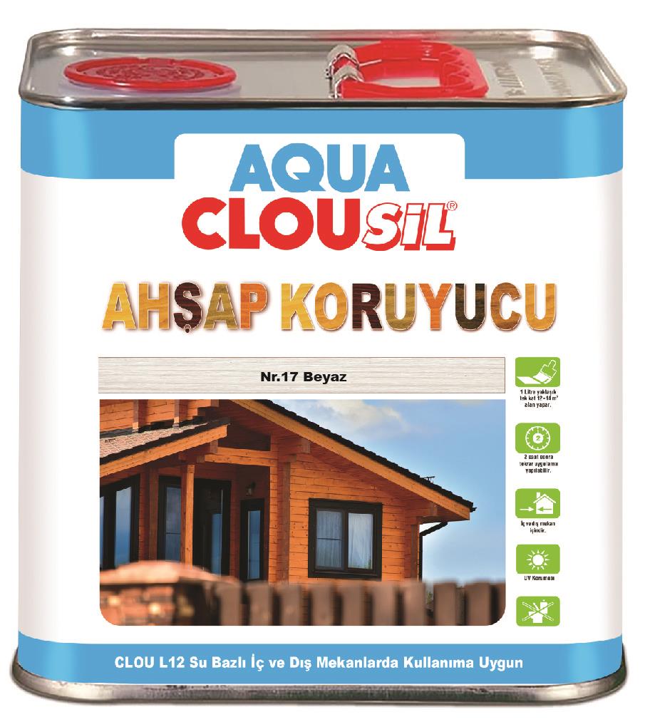 Su Bazlı Ahşap Koruyucular2,5Lt L12 CLOU Nr:17 Beyaz Su Bazlı Ahşap Koruyucu 2,5Lt