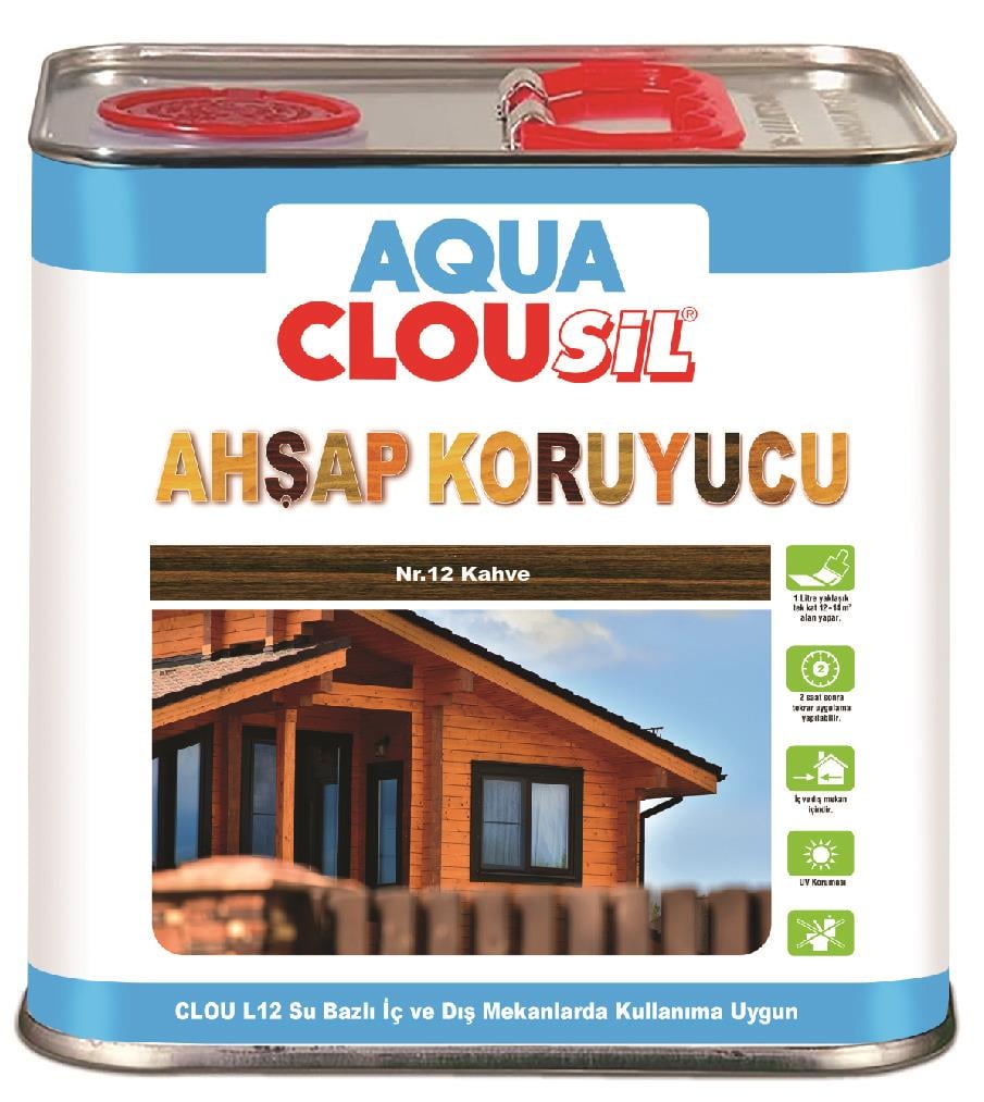 Su Bazlı Ahşap Koruyucular2,5Lt L12 CLOU Nr:12 Kahve Su Bazlı Ahşap Koruyucu 2,5Lt
