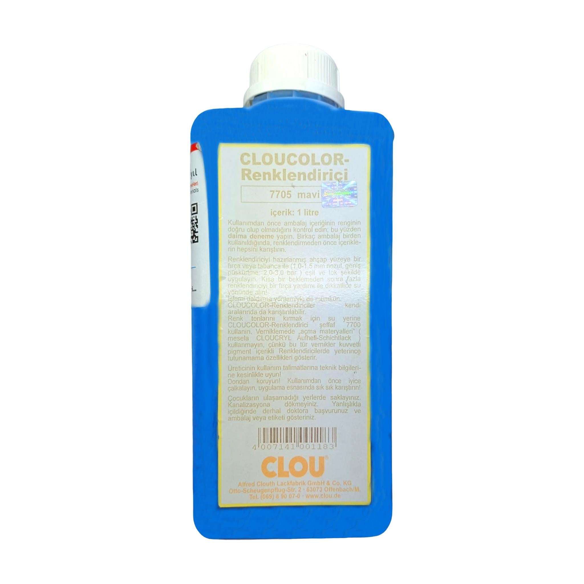 Su Bazlı Renklendiriciler 1LtCLOU COLOUR 7705 Mavi Ahşap Renklendirici 1Lt