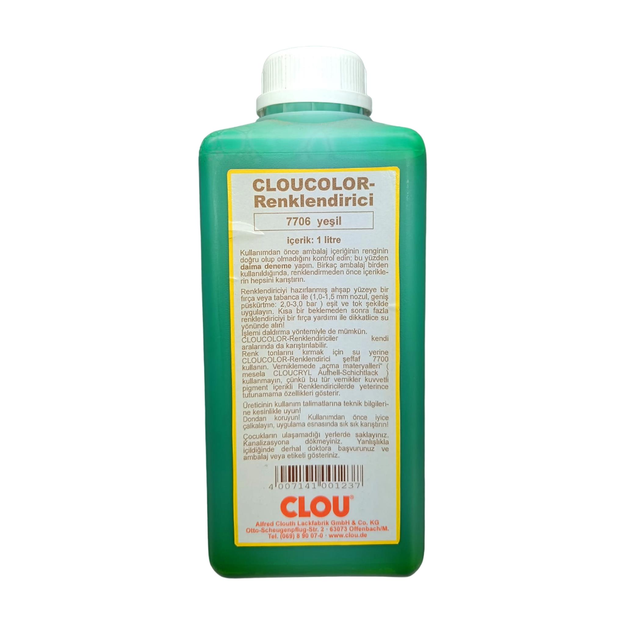 Su Bazlı Renklendiriciler 1LtCLOU COLOUR 7706 Yeşil Ahşap Renklendirici 1Lt