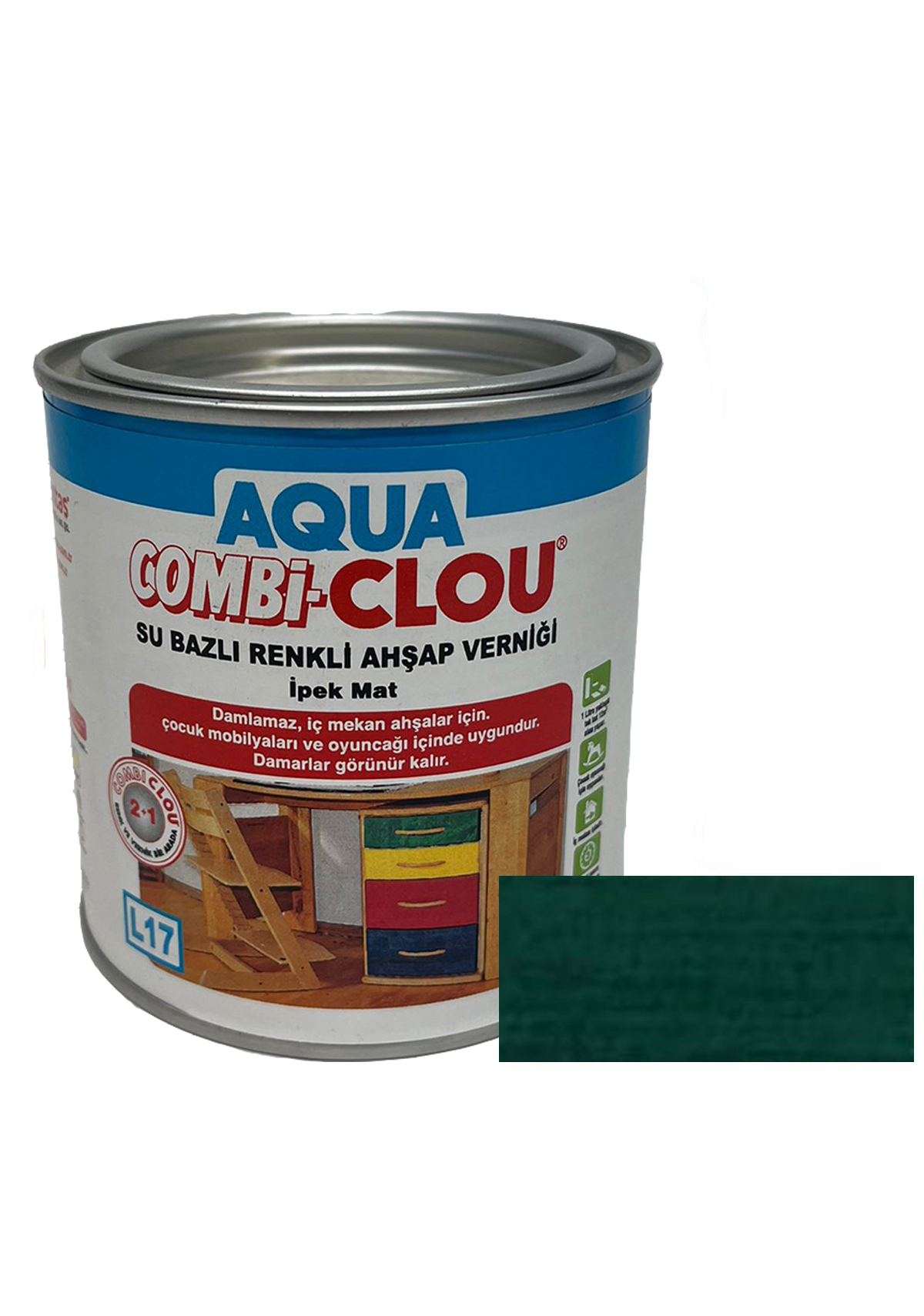 Su Bazlı Vernikler 375mlL17 Nr:03 Yeşil Su Bazlı Renkli A.Verniği 375ml