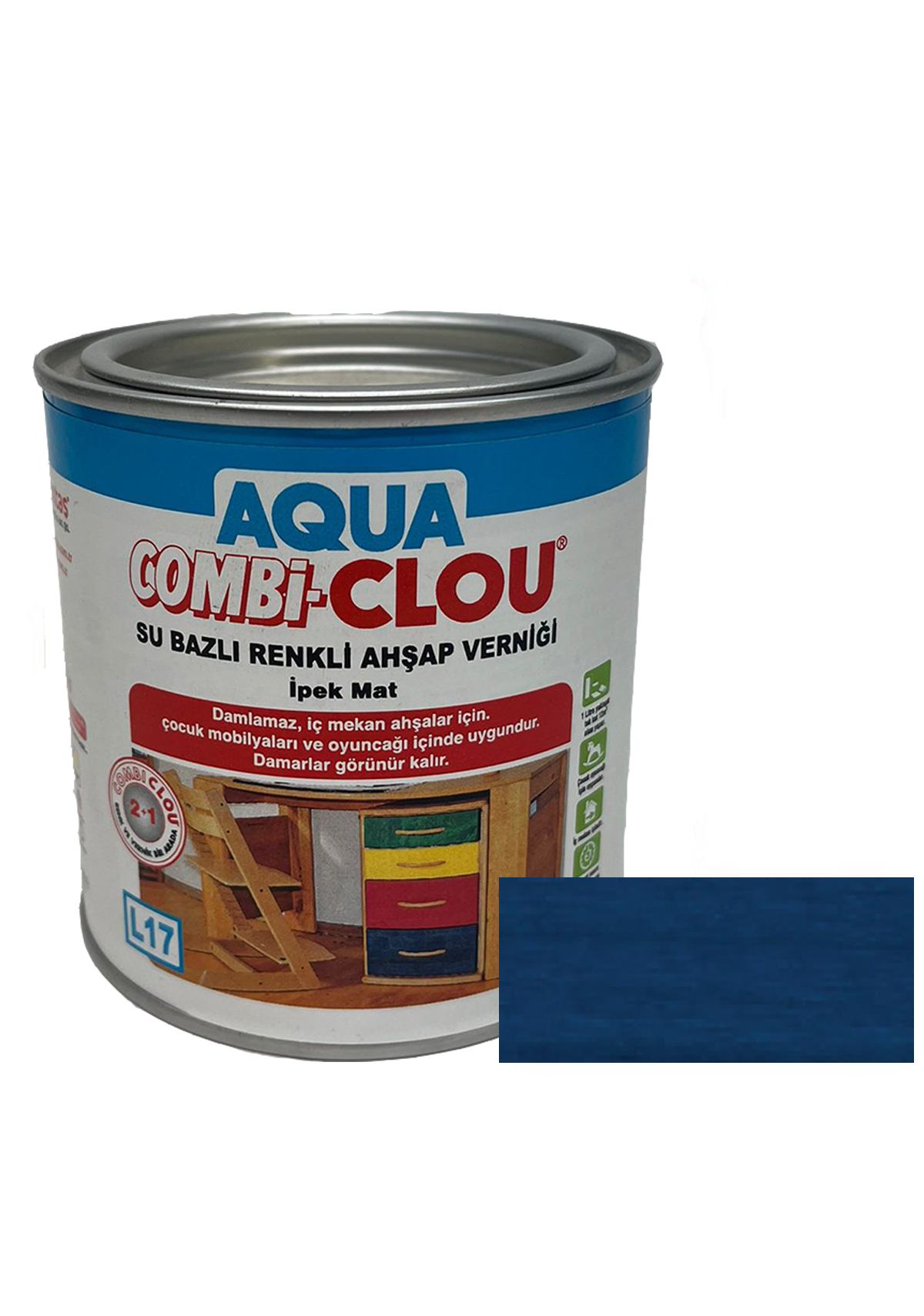 Su Bazlı Vernikler 375mlL17 Nr:04 Mavi Su Bazlı Renkli A.Verniği 375ml