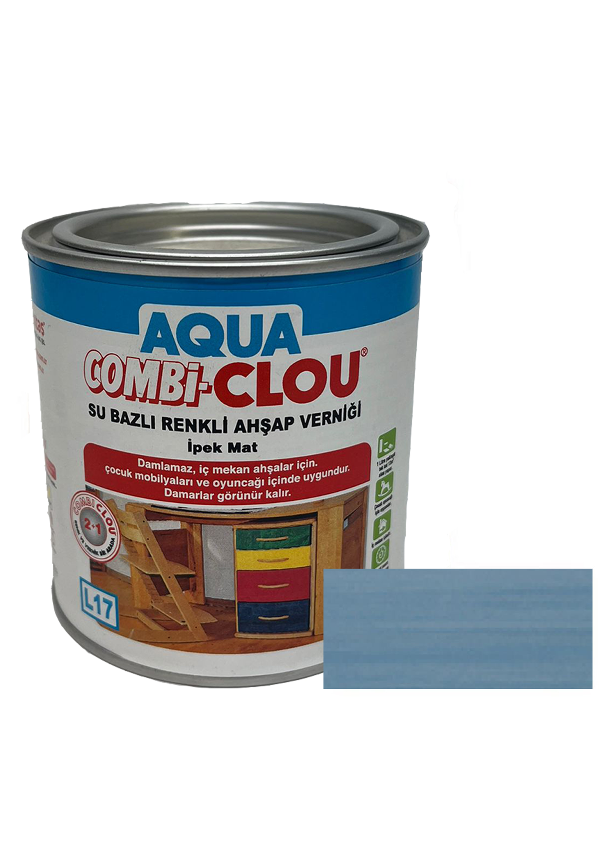 Su Bazlı Vernikler 375mlL17 Nr:25 Güvercin Mavi SuBazlı Renkli Verniğ375ml